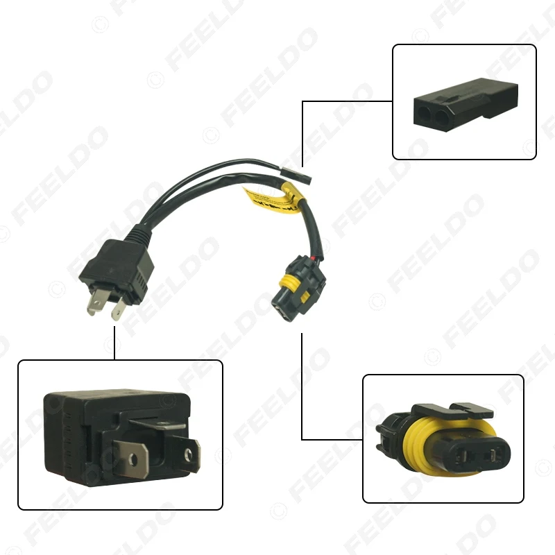 Feeldo carro escondeu h4 oi-baixo bi-xenon relé chicote de fios cabo do controlador para 35w 55w h4 lâmpada xenon cablagem