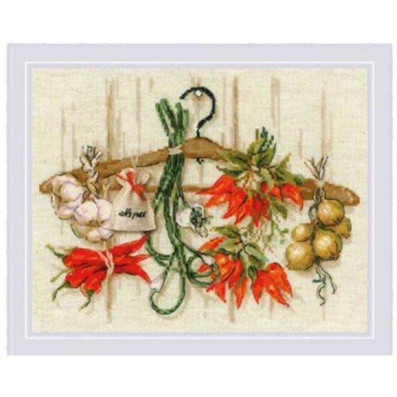 Spicy Condiments cross embroidery kit plants pattern design 18ct 14ct 11ct light yellow canvas Cross-stitch DIY needlework