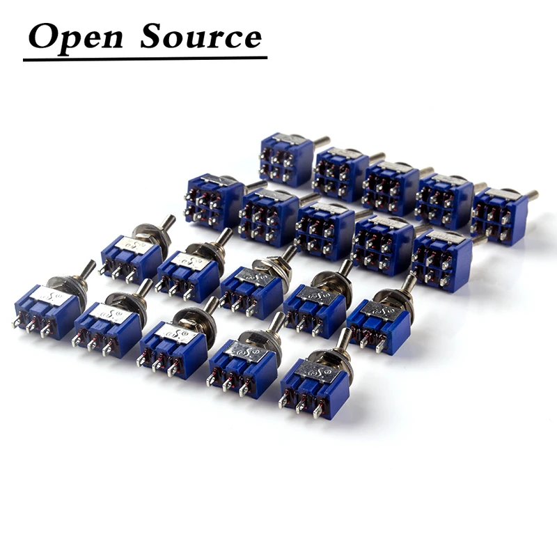 

5Pcs Miniature Toggle Switch Single Pole Double Throw ON-OFF-ON /ON-ON 120VAC 6A 1/4 Inch Mounting MTS-102 103 202 203