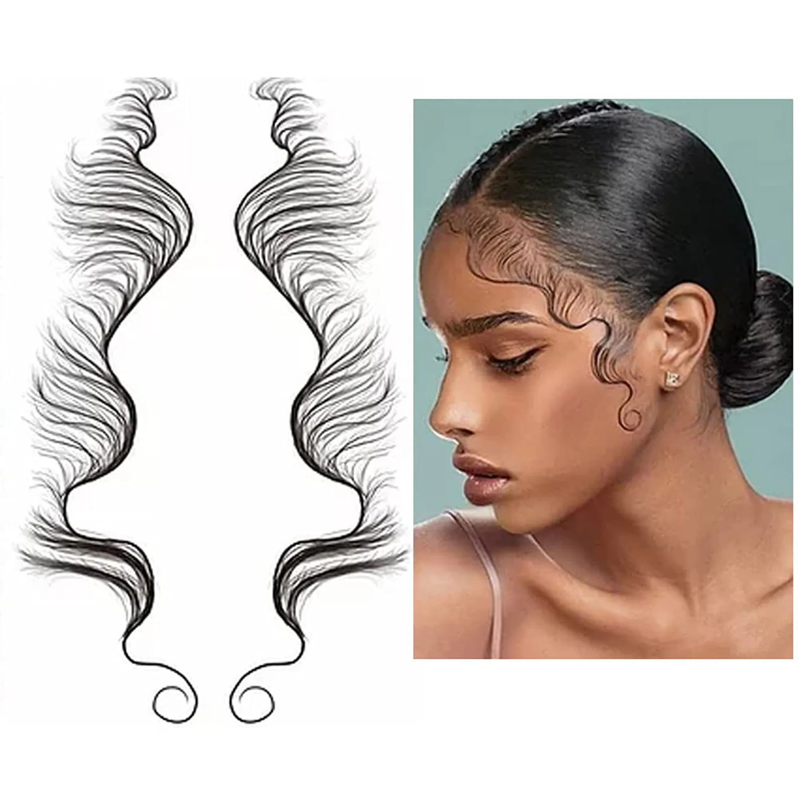 5 Styles Baby Hair Edges Tattoo Slayed Edges Hairline Tattoo Edge Temporary Tattoo Sticker Tattoo Edges Artificial Wholesale