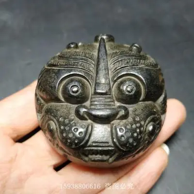 Exquisite Iron Meteorite Auspicious Beast Tiger Head Pendant Of Hongshan Culture