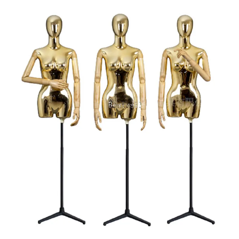 New Style Mannequin Golden Body With Flexible Wooden Hand Customized