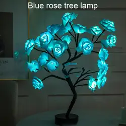 Metal  Excellent Blue Rose Flower LED Tree Light Plastic Flower Tree Lamp Creative   for Garden