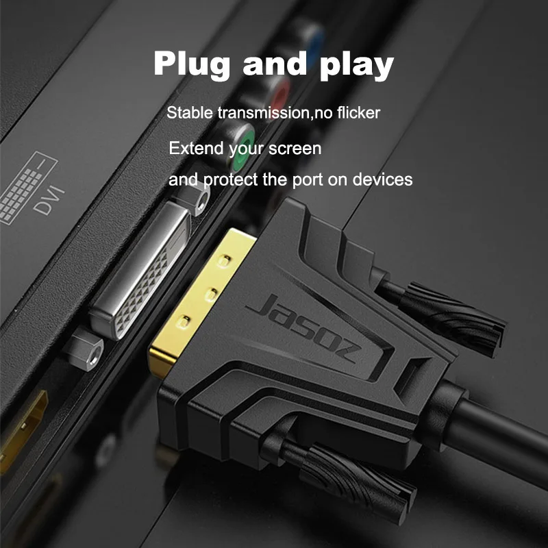 Jasoz HDMI To DVI Adapter Bi Đảo Chiều DVI D 24 + 1 Male To HDMI Dây Cáp Kết Nối Bộ Chuyển Đổi dành Cho Máy Tính, TV Hộp PS3/4 Máy Chiếu