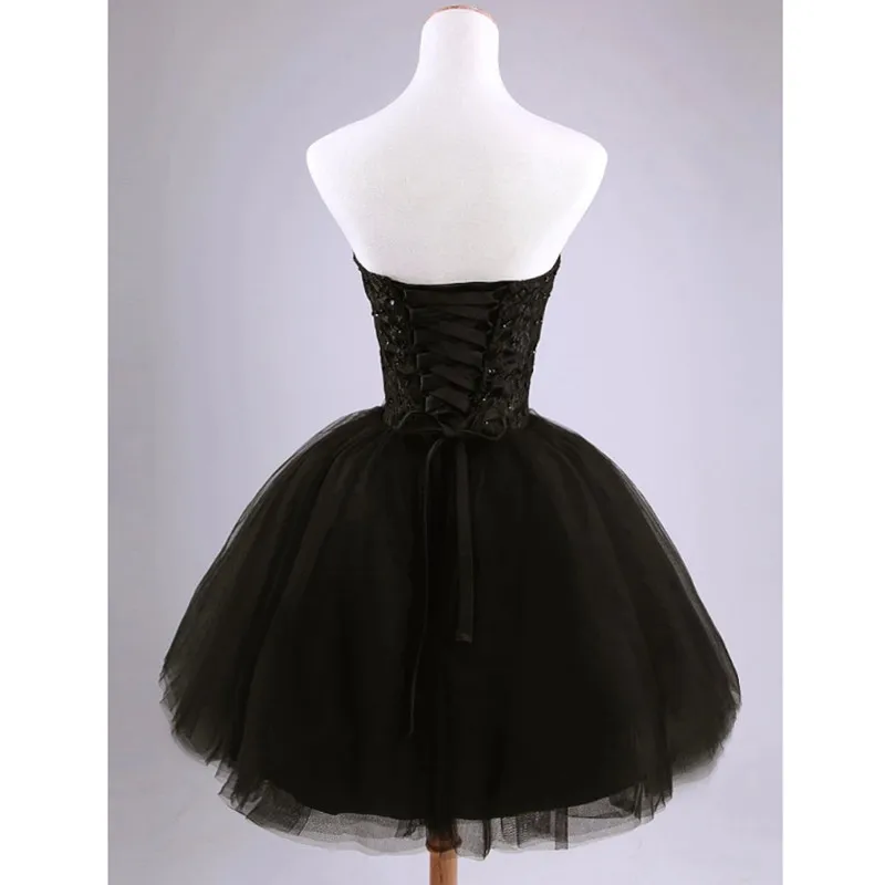 U2462 Girl Ball Gown Girls Ballet Birthday Cocktail Dress Graduation Gown Women Short Black Party Prom Dresses Sweet Memory