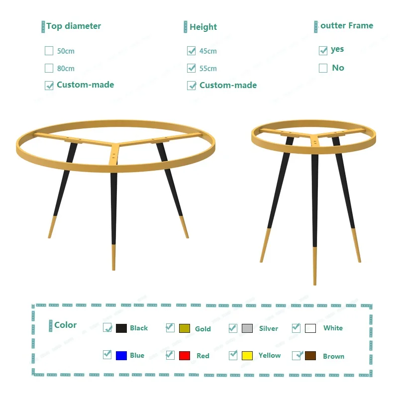 Customizable Coffee Round Table Leg Brackets, Wrought Iron Table Frame