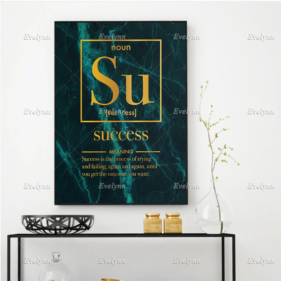 Success Definition Marble Oil Painting Posters and Prints on Canvas Motivational Wall Art Pictures Office Decor Floating Frame