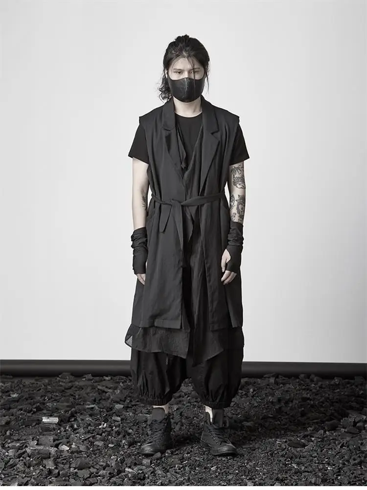 Diablo cloak vest personality cloak casual jacket male trendy gothic fake two unisex robes