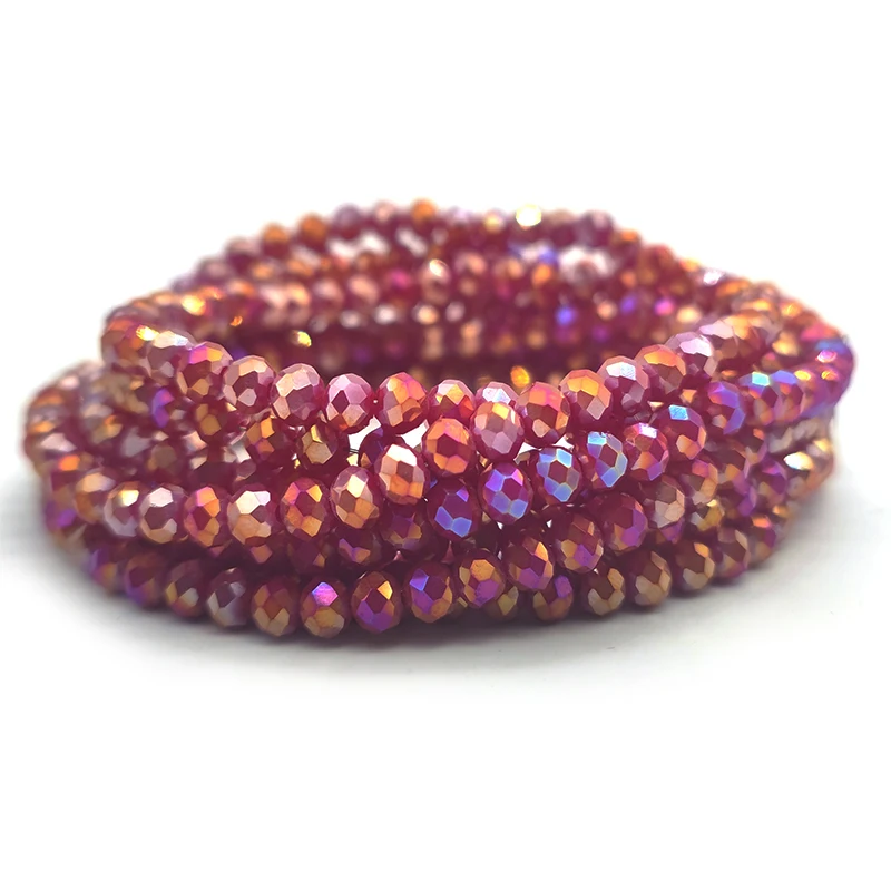 Faceted Dark Red Plated Glass Crystal Beads Round Spacer Loose Beads for Jewelry Making Necklace Bracelet DIY 2 3 4 6 8mm