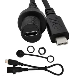 1M 30cm USB-C IP67 Waterproof Cable type-c 3.1 IP 67 Male to Female Panel Mount Water Proof Connector Extension cord