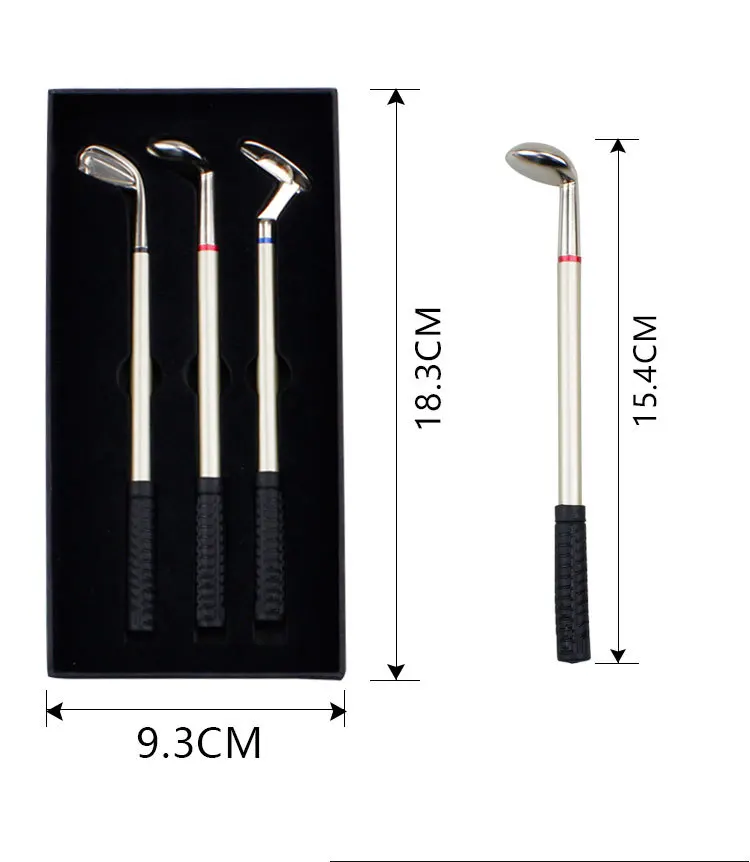 CRESTGOLF Golf Clubs Shaped Alloy Ballpoint Pen Gift Sets New Design With 3 Mini Clubs Pens Novelty