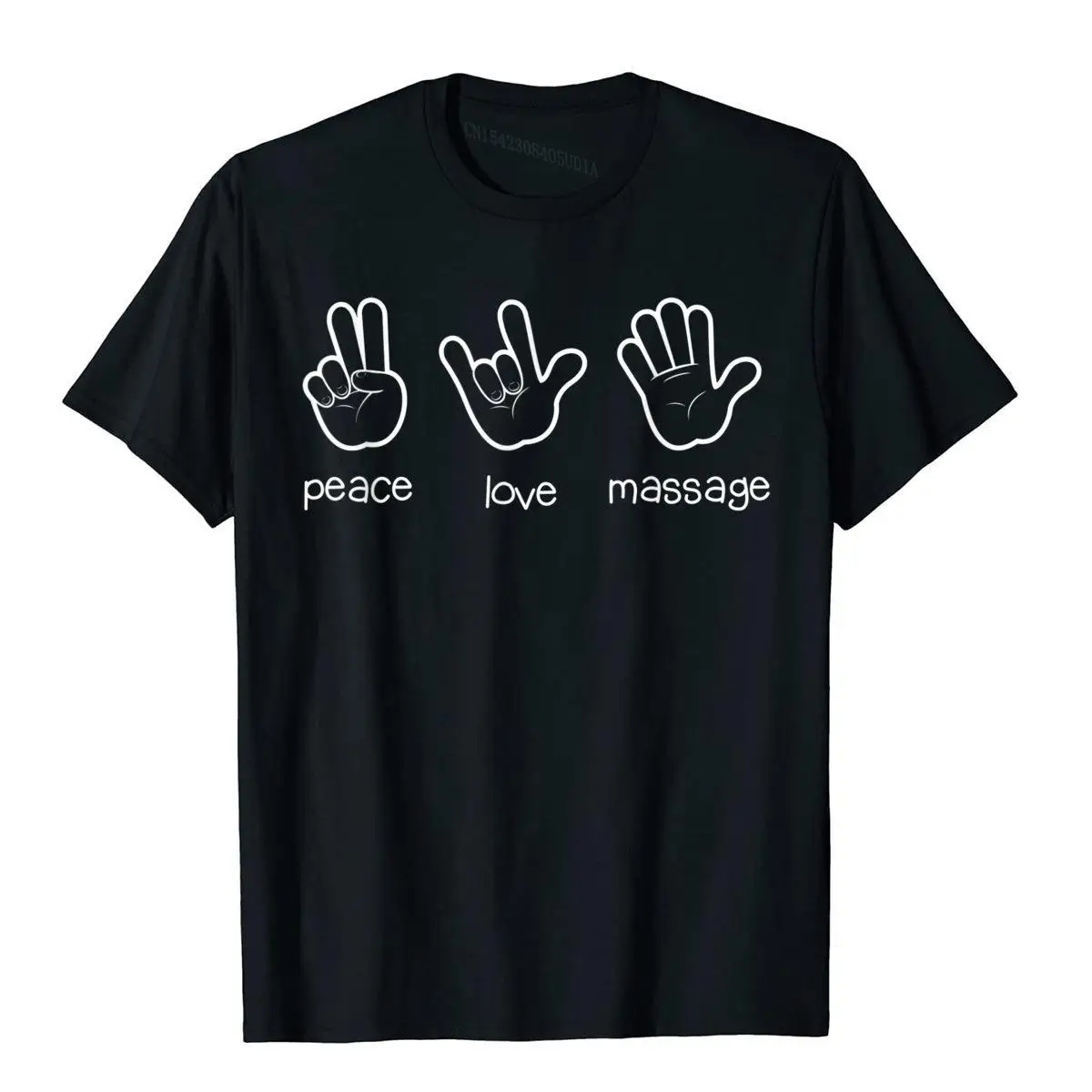 Peace Love Massage T-Shirt Funny Quote Gift For Therapist Classic Tees For Men Graphic Cotton Top T-Shirts Casual