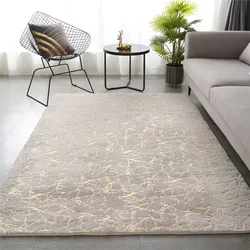 Soft Faux Rabbit Fur Area Rug Crack Gold Foil Print Carpet Fluffy Bedside Mat Living Room Carpet Home Decor Carpet Kid Play Mats