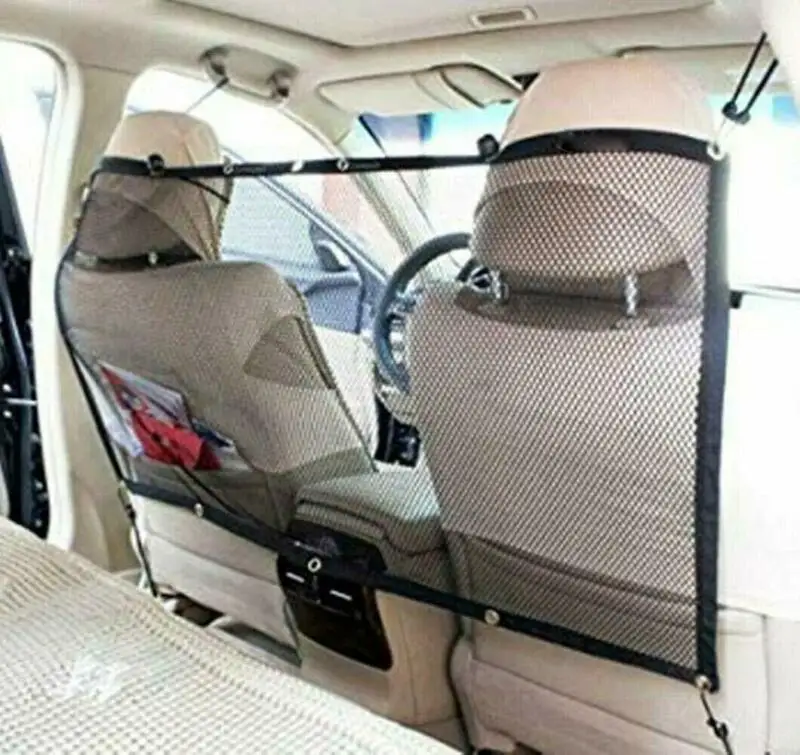 Car Barrier Mesh Net Protector with Hooks Straps Pet Anti-collision Travel Safety Universal Back Seat Fence Dog Accessories