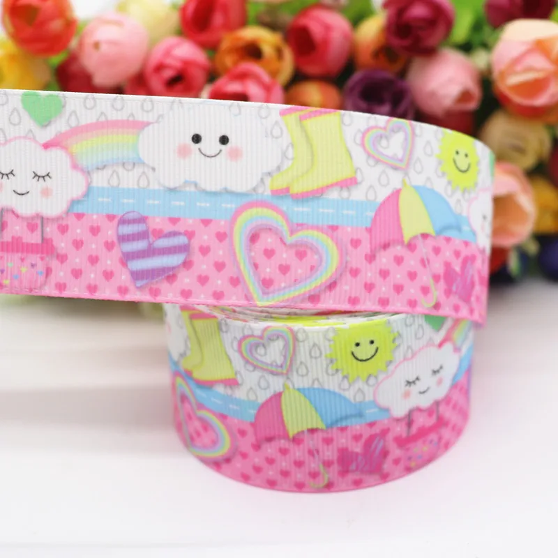 10 Yards 1,5'' (38MM) Regenbogen-, Wolken-Bedruckte Grosgrain-Bänder für Haarschleifen DIY Handarbeitsmaterialien Y19082301 – Detail 3