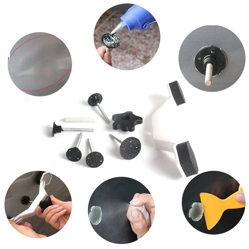 Universal Paintless Car Dent Repair Tool Bridge Dent Puller Body Damage Fix Tool Pulling Bridge Dent Removal Kit With 5 Tabs