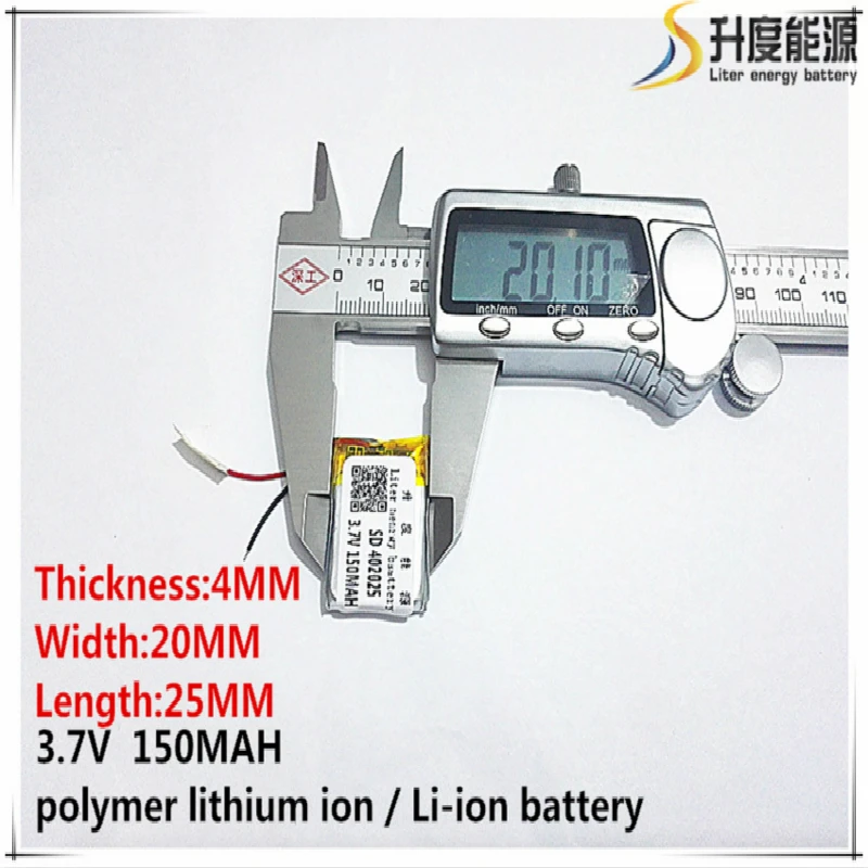 2pcs [SD] 3.7V,150mAH,[402025] Polymer lithium ion / Li-ion battery for TOY,POWER BANK,GPS,mp3,mp4,cell phone,speaker