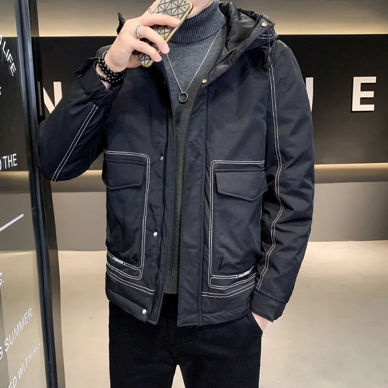 New Autumn/winter Handsome Fashion Men Jacket Coat Quality Business Casual Men's Jacket 80% White Eiderdown Hooded Men's Jacket