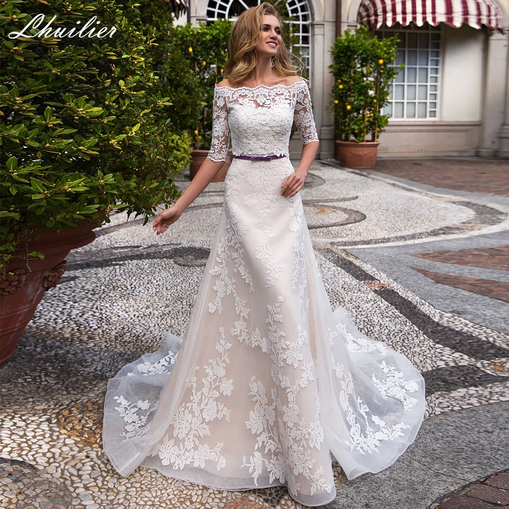 Lhuilier Customized Lace Appliques Strapless Mermaid Wedding Dresses Sleeveless Floor Length Bridal Gowns with Removable Jacket