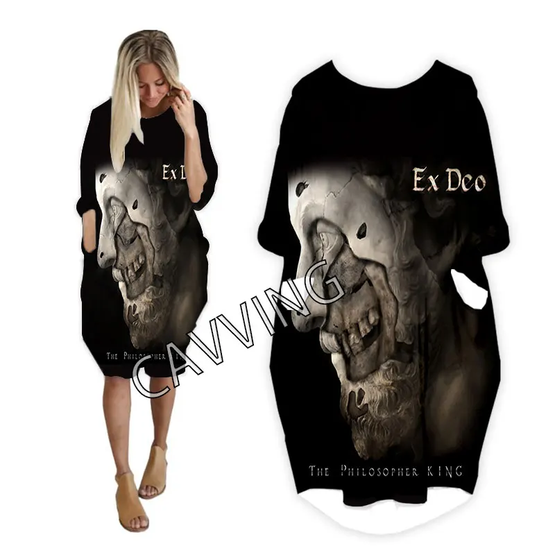 Cavving 3d impresso ex deo banda midi camisa engraçada harajuku topo feminino joelho-comprimento eua tamanho saia feminina longo-mangas compridas vestido