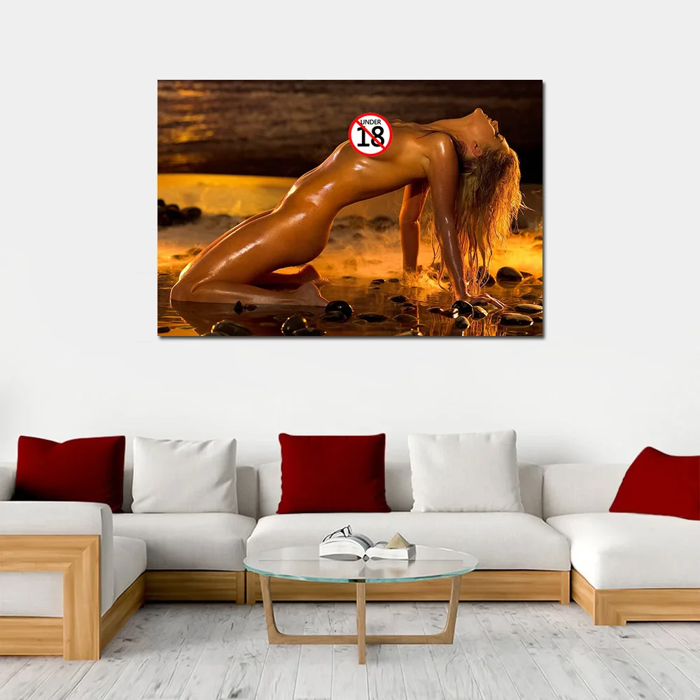 Sexy Girl Supermodel Wet Body Wallpaper Print Canvas Paintings Wall Art Poster for Living Room Decor