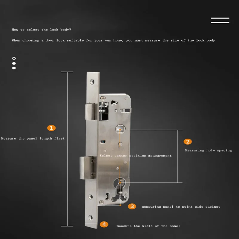 Stainless steel narrow lock body lock tongue 3585 lock body aluminum art door courtyard door lock