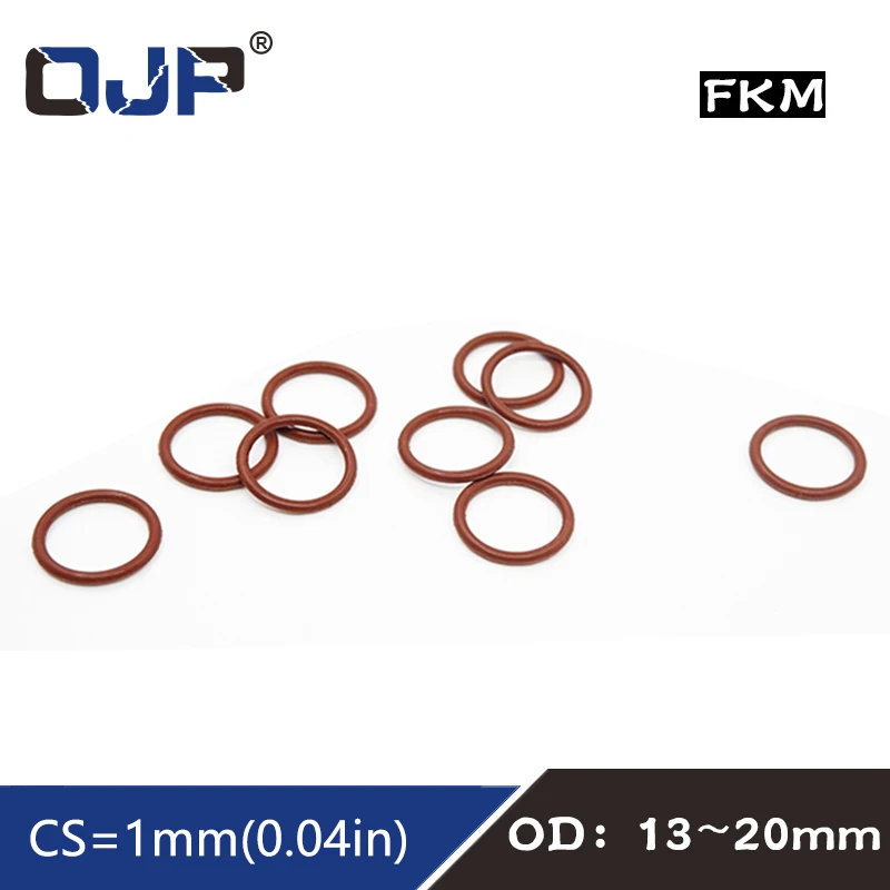 5PCS/lot Rubber Ring Brown FKM O ring Seal 1mm Thickness OD13/14/15/16/17/18/19/20mm Rubber O-Ring fkm Seal Gasket sealing Washe