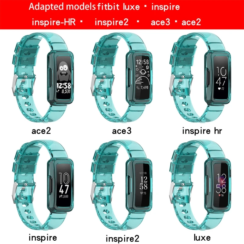 Clear Wrist Band Compatible with Fitbit-Ace 3/Ace 2/Inspire/Inspire HR/Inspire 2 Smart Watch Strap Replacement Watchband