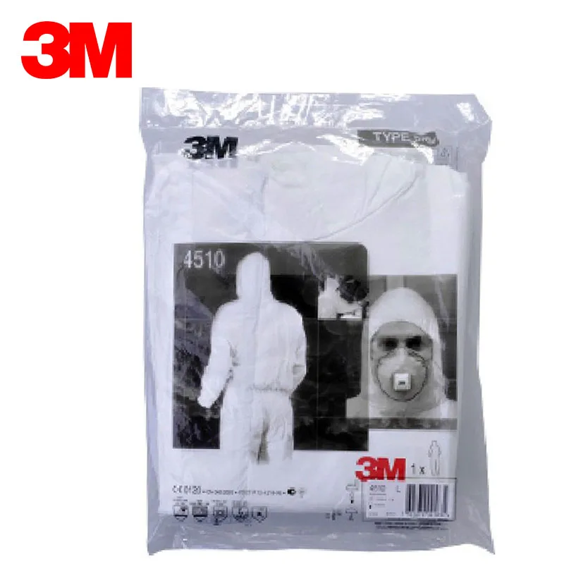 3M 4510 Safety Clothing Chemical Disposable Protective Coverall Hooded Suit Anti Particles/Limited Liquid Chemical splash