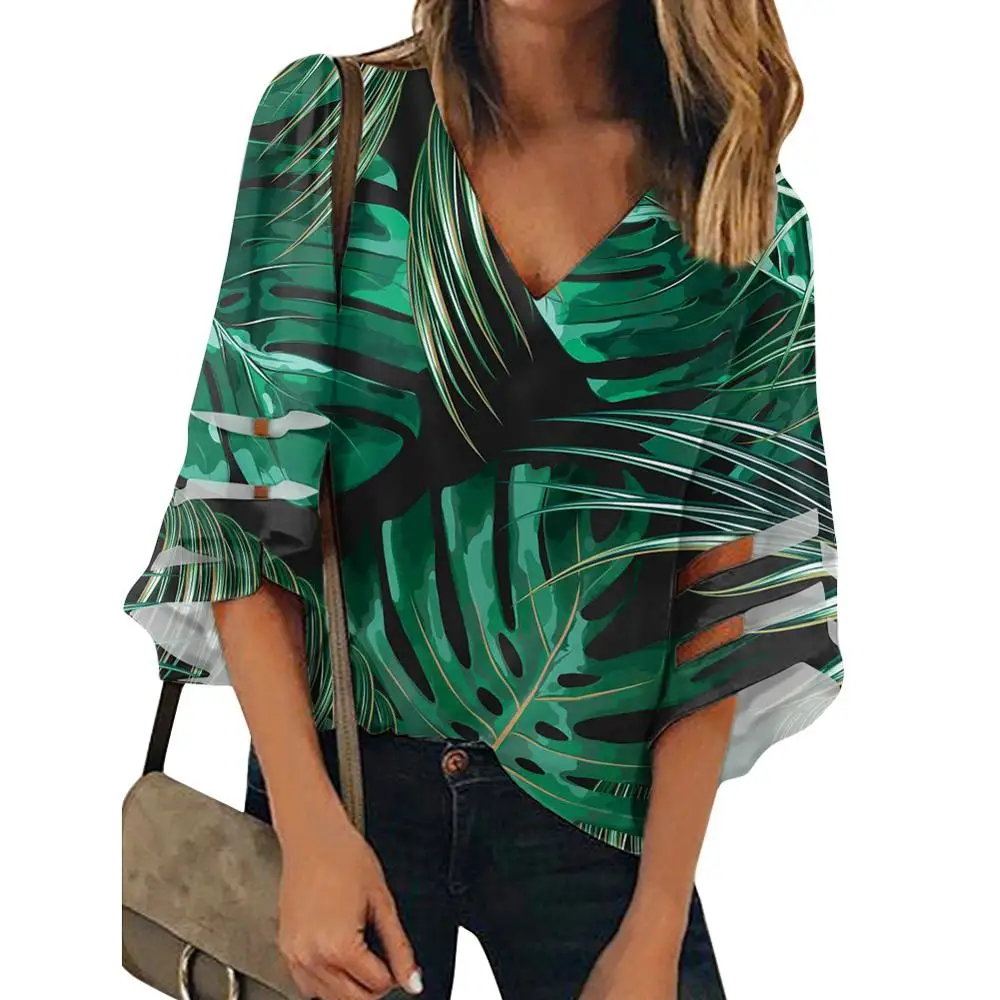 Vintage Chiffon Blouse Women Tropical Blusas Mujer De Moda Summer Korean Style Plus Size Tunic Tops Aesthetic Loose Shirts