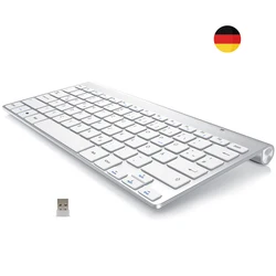 German QWERTZ Wireless Keyboard 2.4G Ultra Slim Deutsche Multimedia Keyboard Low Noise for Laptop Desktop Windows Smart TV