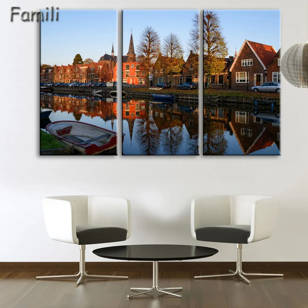 3pcs Amsterdam Landscape Photos Canvas Art Print Painting Poster Wall Pictures For Living Room Wall Decor Home Decoration No Fra