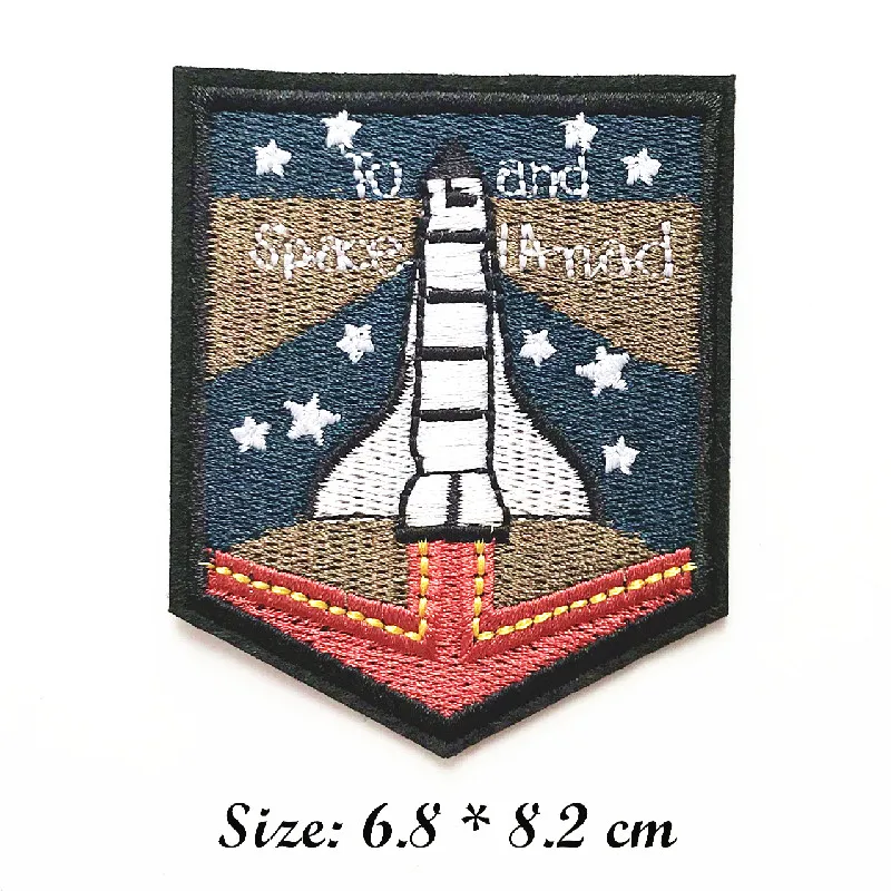 Space Airplane Rockets Patches Embroidered Iron On Embroidered Sew on Applique Logo Patch Stripe Badges For Clothes Bag  DIY