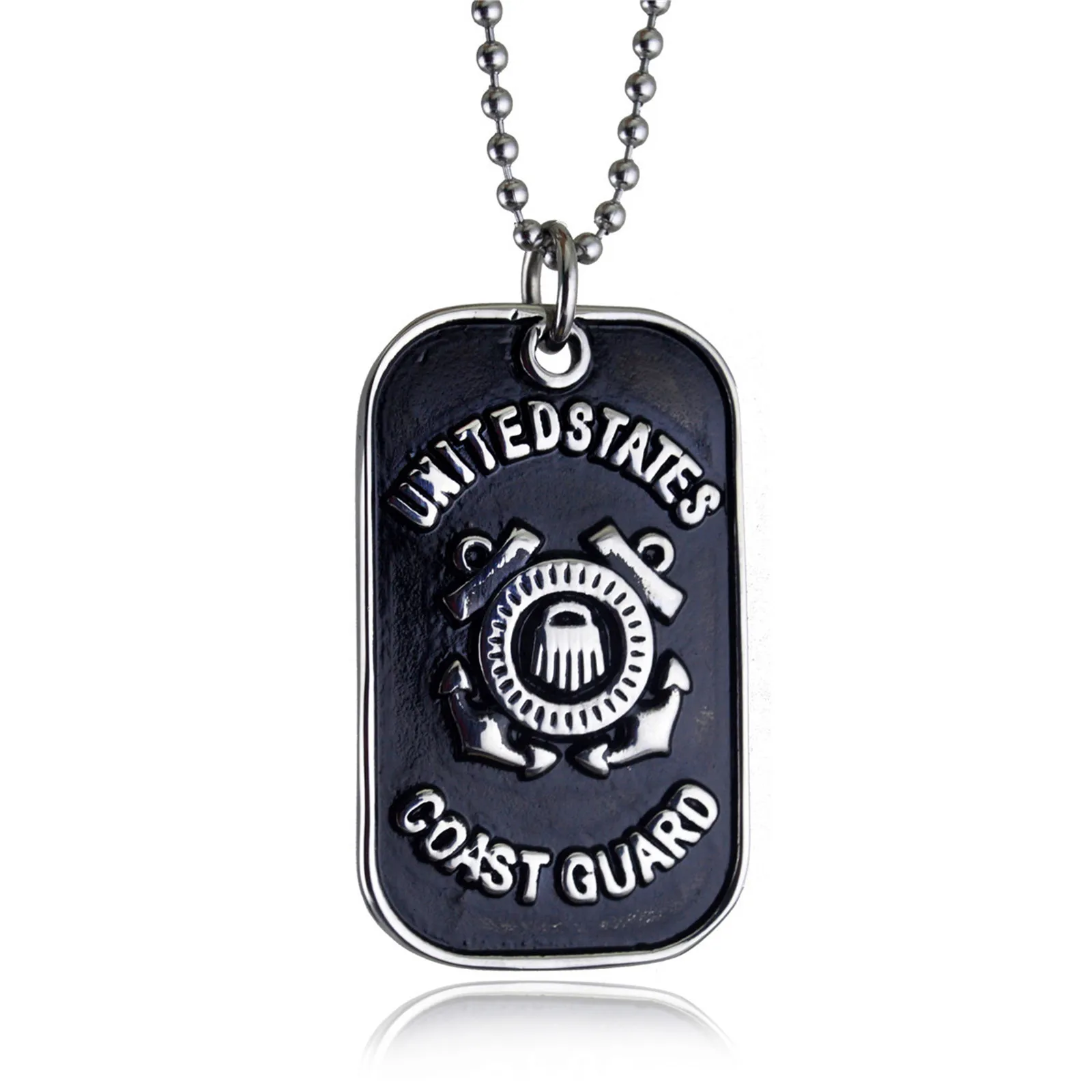 US Coast Guard Necklace Pendant for Men and Women Stainless Steel Metal Shield Shape United States Military Veteran Jewelry