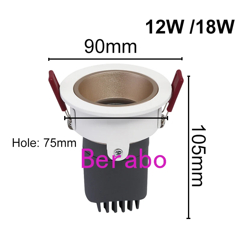 LED Downlight 12W 18W 30W Runde Einbauleuchte AC110V220V Unten Licht Wohnkultur Schlafzimmer Küche Innen spot Beleuchtung – Detail 11
