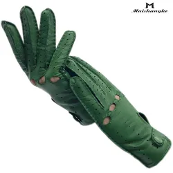 Guantes de piel de oveja para mujer, manoplas de cuero auténtico para conducción al aire libre, primavera y otoño