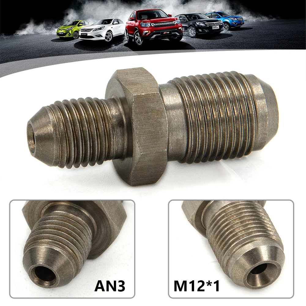 Universal AN3 to M10x1/AN3 to M12x1.0 Male Flare Stainless Steel Brake Hose Clutch Line Oil Hose Fitting Adapter Car Accessories