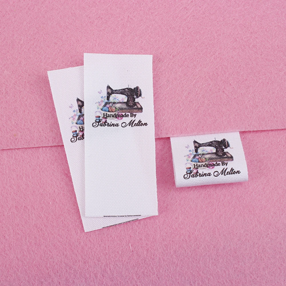 Clothing Labels, Personalized Brand, Custom Logo, Cotton Tags, Business Name, Handmade, Sewing Machine, 25mm x 60mm (MD5246)