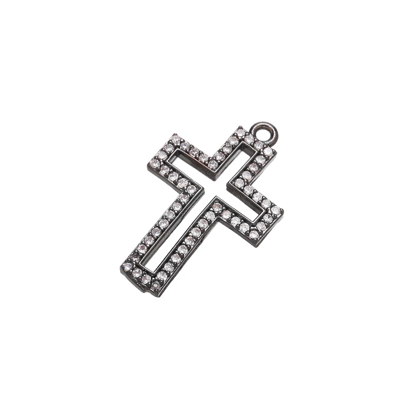 ZHUKOU 14x22mm brass crystal charming cross necklace pendant for women DIY necklace jewelry Accessories making model: VD659