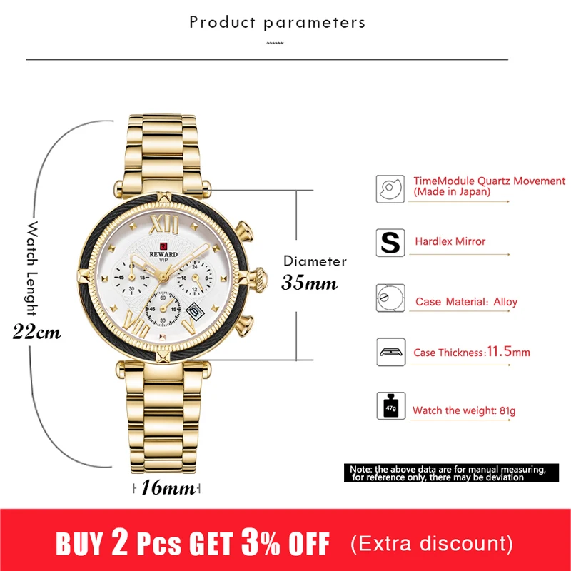 REWARD Luxury Fashion Women Watches Waterproof Casual Quartz Ladys Watch for Woman Dress Ladies Wristwatches Relogio Feminino