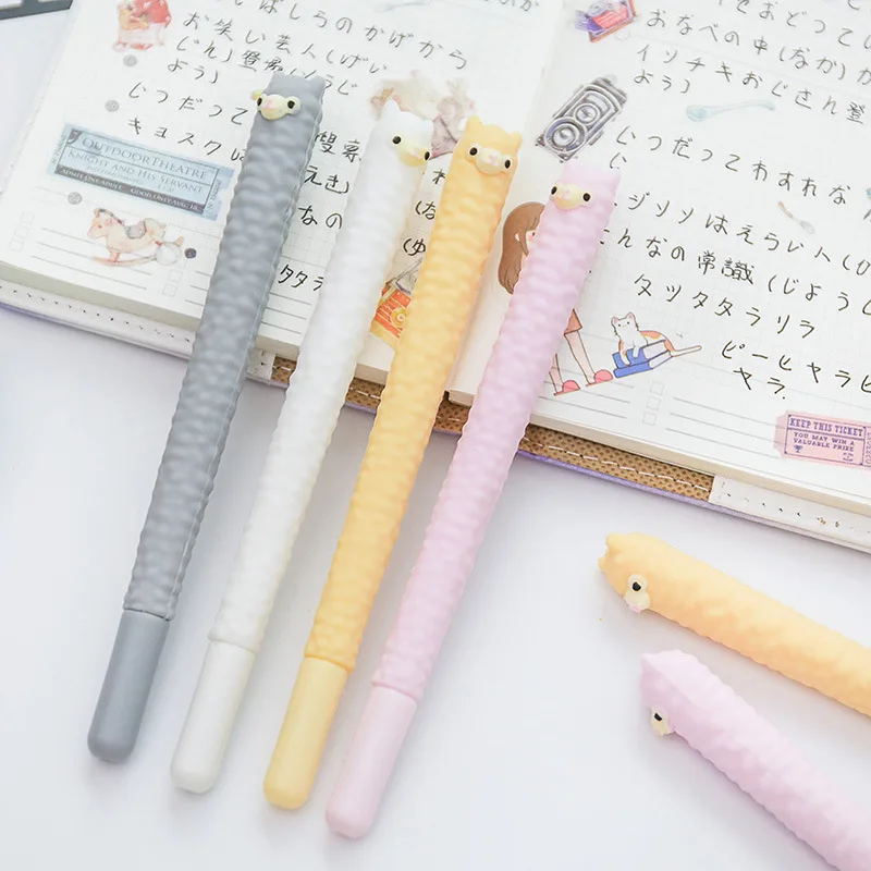 36PCS Korean Cute Alpaca Modeling Gel Pen 0.5mm Carbon Black Water Pen Kawaii School Supplies StationeryGel Pens