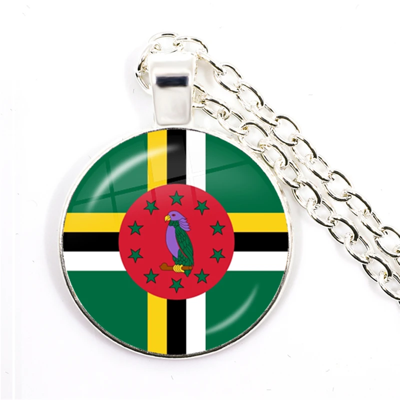 The Commonwealth of Dominica,Saint Lucia,Saint Vincent and the Grenadines,Barbados,Grenada,Ecuador National Flag Glass Necklace