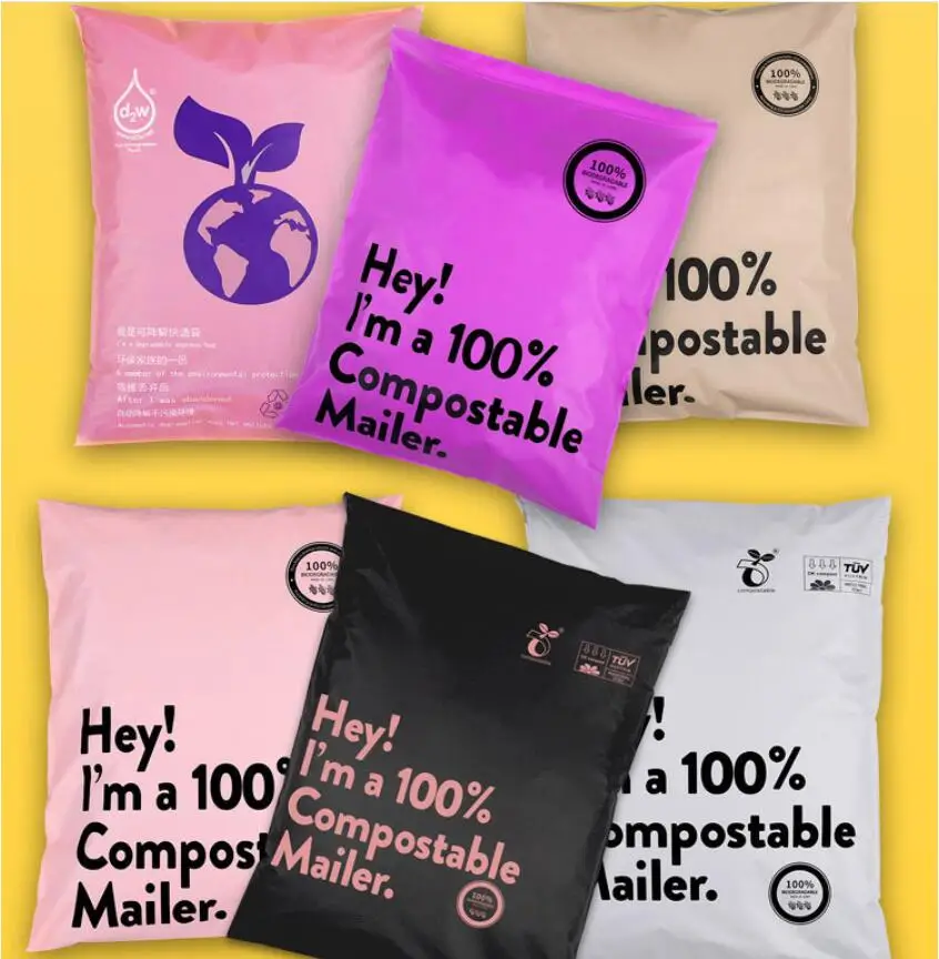 100pcs Degradable Courier Bag Envelope Packaging Plastic Bag Eco-friendly Waterproof Self Adhesive Seal Pouch Mailing Bags