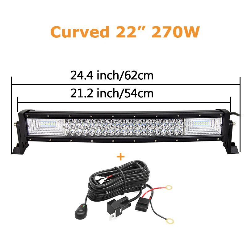 Curved/Straight 22 32 42 52inch 675W 540W Led Light Bar Driving Lights 7D 3-Rows Offroad Truck SUV ATV Tractor Car Boat image 3
