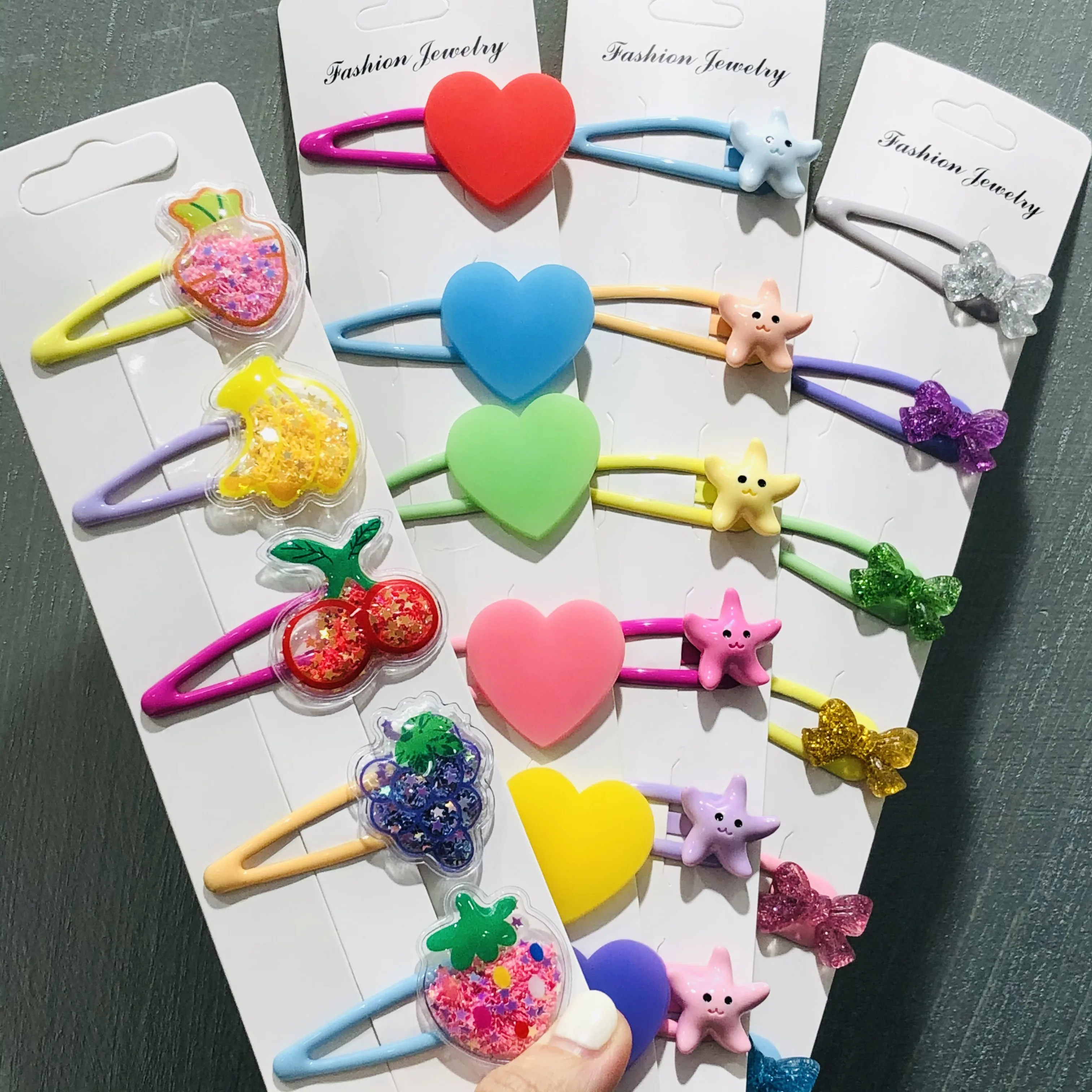 5/6Pcs/Set Colorful Love Heart Hairpins For Girls Headwear Sweet Hair Clips Barrettes Kids Fashion Hair Accessories