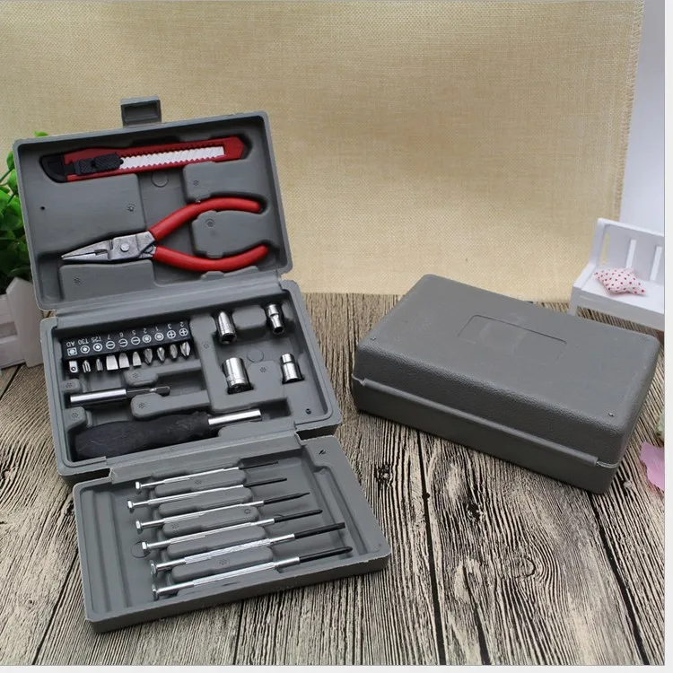 Small Household Multifunctional Toolbox, Screwdriver, Clip, Electric pen, Ruler, Utility Knife, Hardware Combination Set