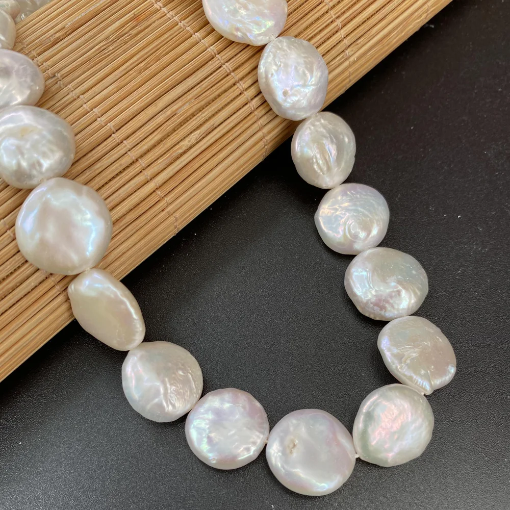 Natural Freshwater Pearl Beads Button Shape Punch Loose Beads For jewelry making DIY necklace bracelet accessories