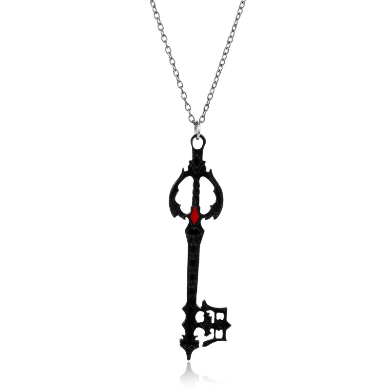 Kingdom Hearts Sora Keyblade Crown Necklaces Pendants High Quality Metal Enamel Heart Key Anime Charms Necklaces Game Jewelry