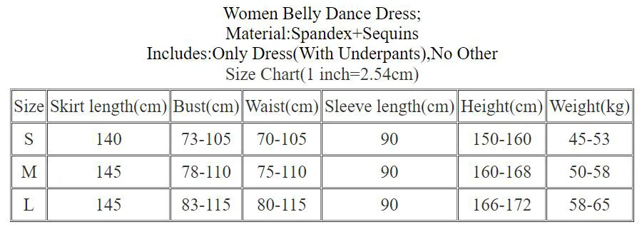 Belly Dance Dress Round Neck Sequins Long Skirt Flared Sleeves Competition Clothes Woman Elegant Performance Clothing