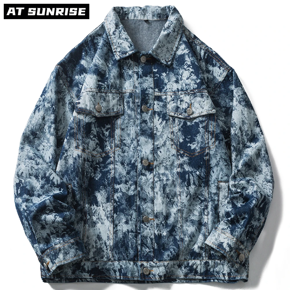 

Tie dye Hip Hop Streetwear Denim Jacket Vintage Retro Denim Jacket Coat Men Autumn Jacket Outwear Harajuku Cotton Casual fashion